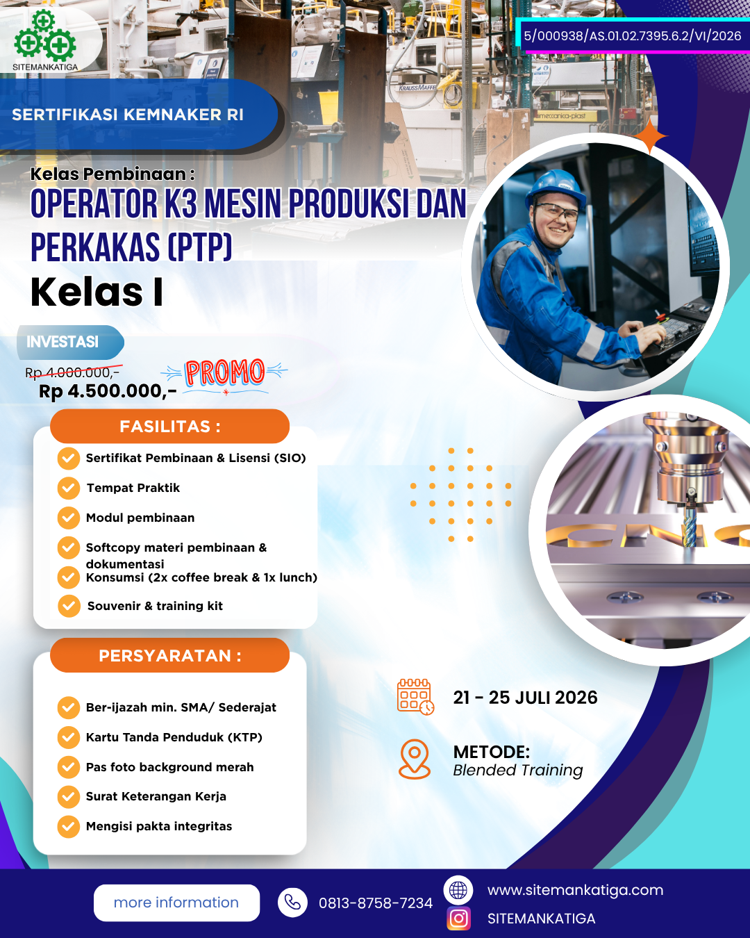 cnc, K3indonesia, kemnaker, kemnakerRI, KeselamatanKerja, operator PTP, Operator Produksi, PelatihanK3, pjk3, sertifikasik3, SertifikasiKemnaker, SIO, sitemankatiga, SMK3, TrainingIndonesia, TrainingK3, Operator mesin tanur, Operator mesin gerinda, Operator mesin CNC, Operator Pesawat Tenaga dan Produksi
